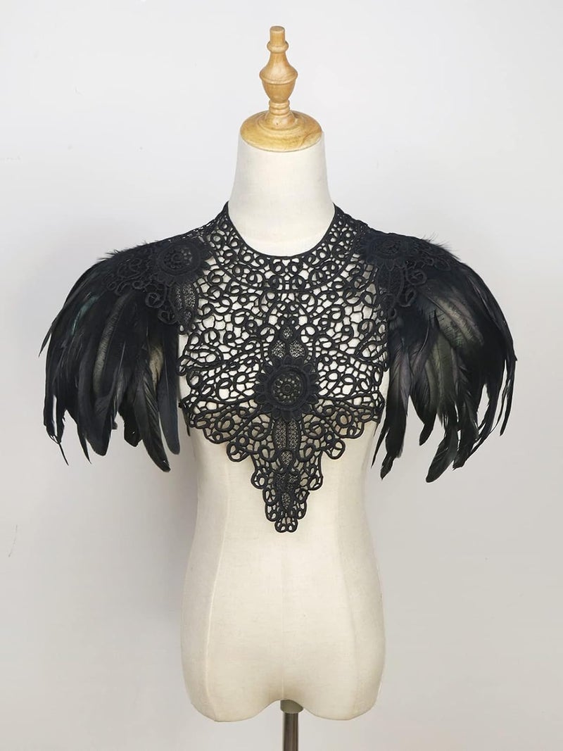 HOMELEX Shoulder Pad with Feathers Wings Halloween Witch Harness Carnival Costumes for Women Masquerade Raven Costume - Image 5